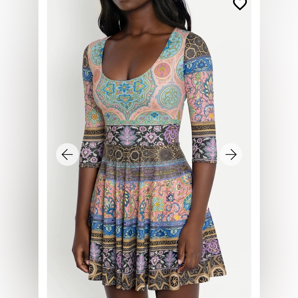 Blackmilk Persia Pastel 3/4 Sleeve Skater Dress